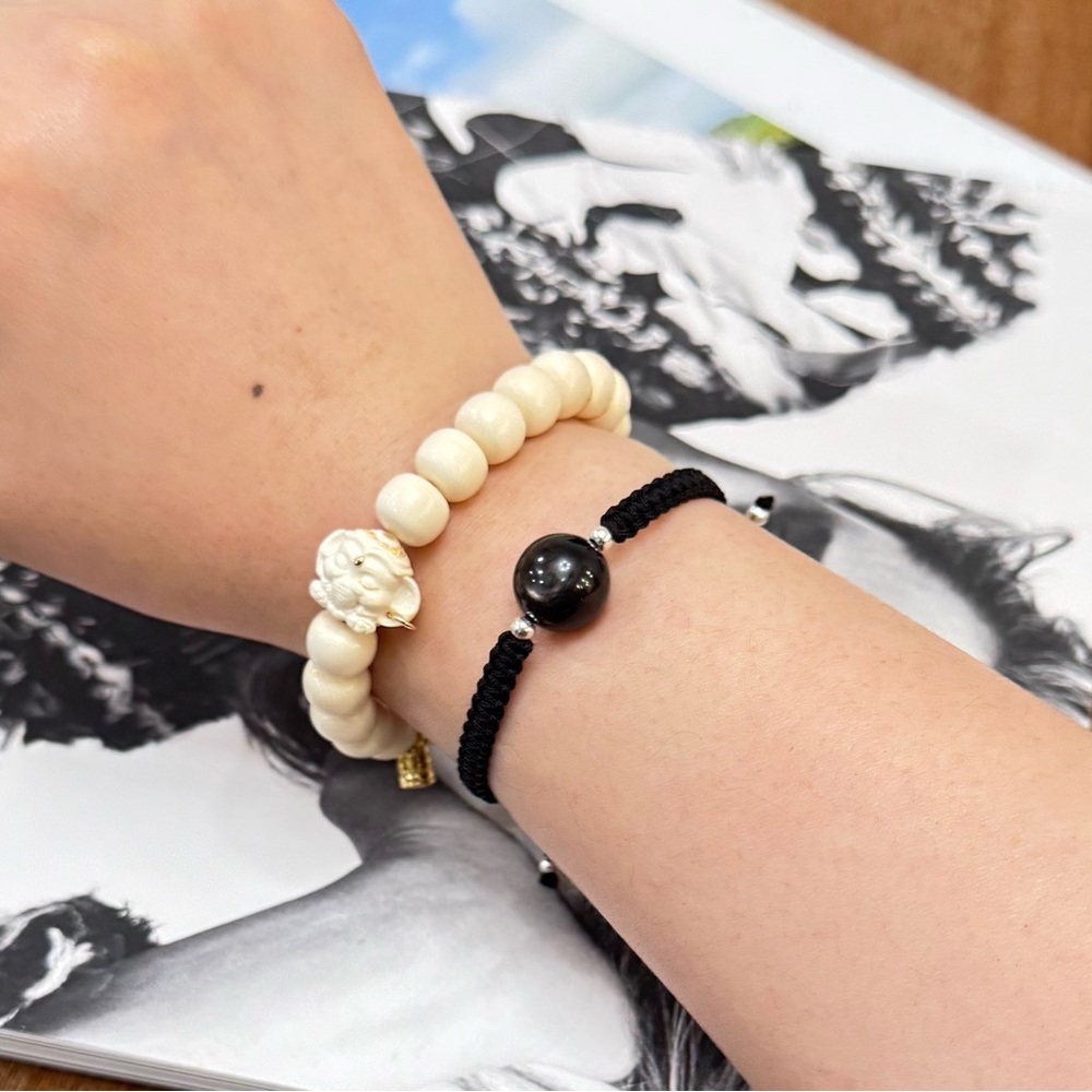 Hypersthene Single Beads String Adjustable Bracel… - image 5